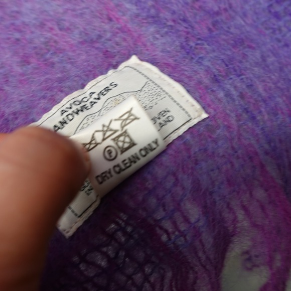 Mohair Wool Shawl Scarf VTG Purple Ombre Striped Irish AVOCA HANDWEAVERS 25x68 - Picture 7 of 8